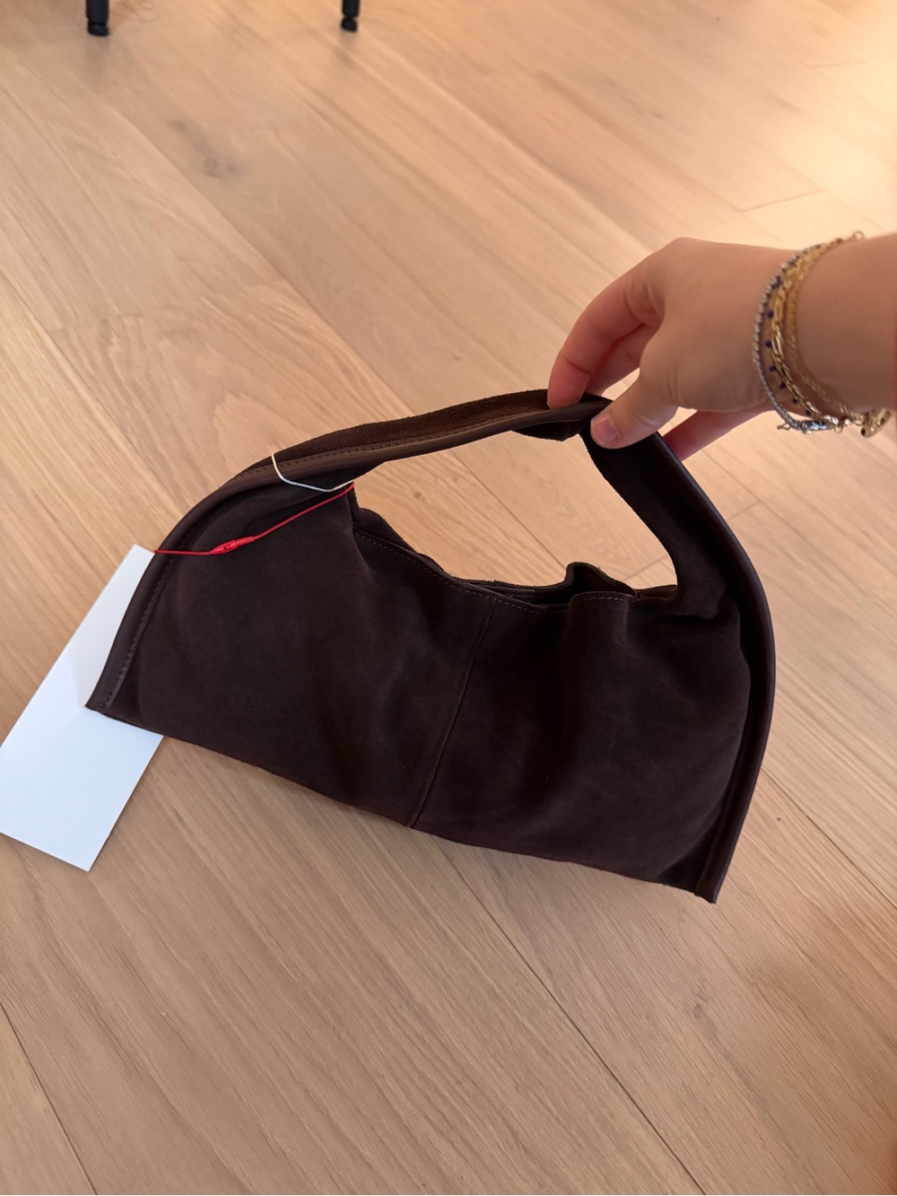 Source Unknown Dark Brown Suede Shoulder Bag